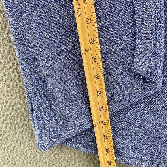 Chicos Sweater Women 0 US Small Blue Metallic Shimmer Knit Short Sleeve Cardigan - Picture 9 of 10